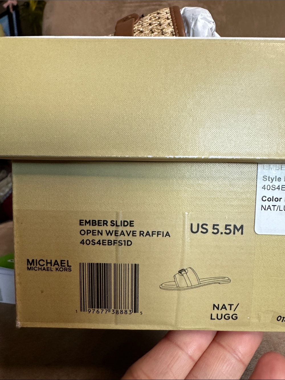 MICHAEL Michael Kors Ember Slide Brown Open Weave Raffia Logo Sandals US5.5M NEW - Picture 10 of 10